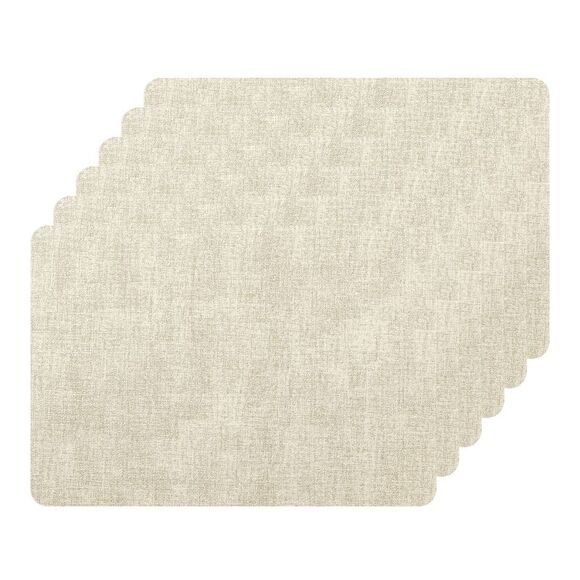6 Set Heat Resistant Waterproof Dining PU Place Mats 17x12 inch Beige - Picture 1 of 6
